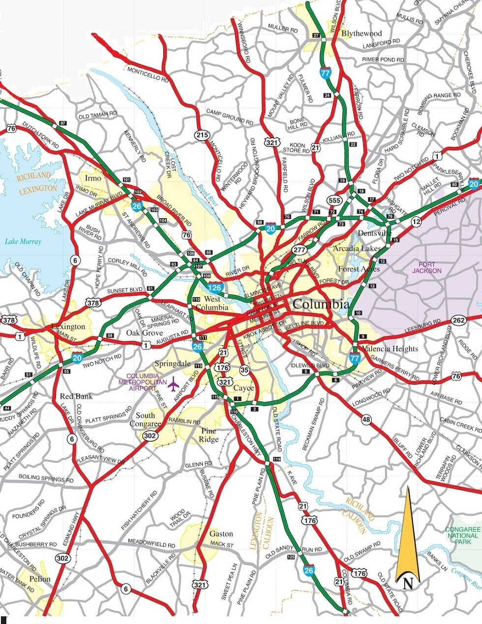 Columbia South Carolina City Map